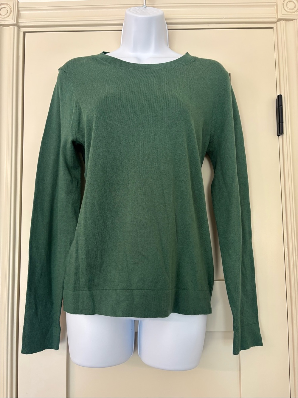 J.Crew Teddie Crewneck Lightweight Sweater Forest Green Cotton Fall Size Small